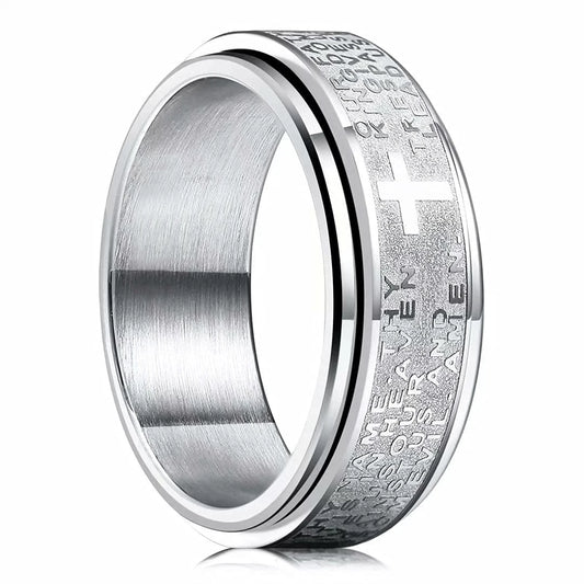 Stainless Steel Christian Cross Spinner Ring – Anti-Anxiety Religious Jewelry