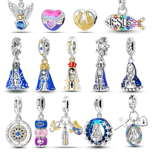 Real 925 Sterling Silver Virgin Mary Charm – Our Lady Dangle Bead for Bracelets