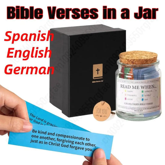 Bible Verse Jar – Spanish & English Scripture Jar for Prayer, Hope & Christian Gifts
