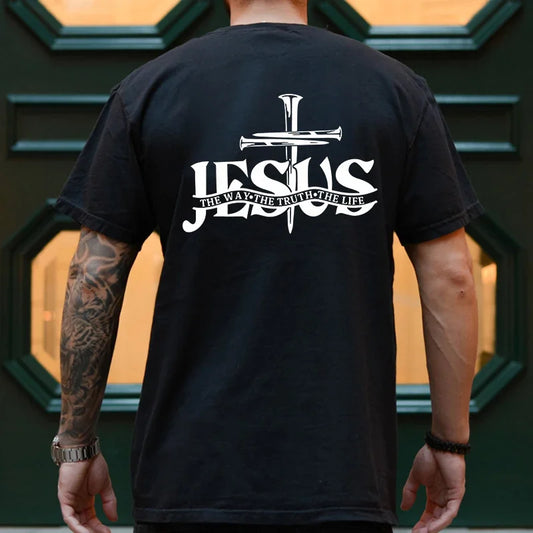 Jesus Christ Back Print T-Shirt – Oversized Christian Streetwear for Men