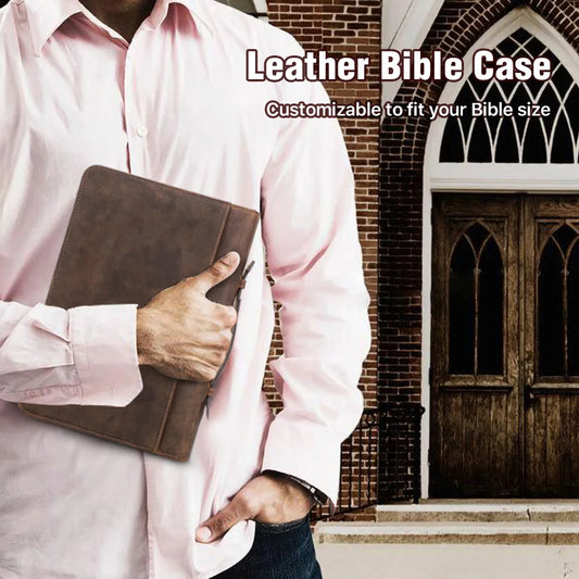 Handmade Custom Cowhide Leather Book Cover – Bible Case & Travel Portfolio
