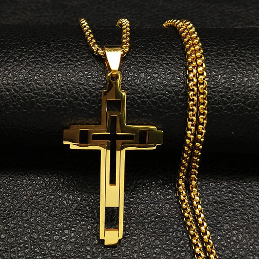 New Cross Stainless Steel Choker Necklace