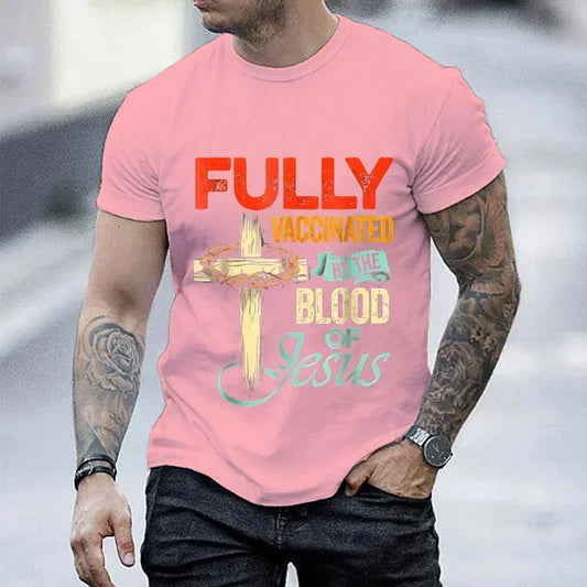 "Fully Vaccinated by the Blood of Jesus" T-Shirt – Funny Christian Streetwear for Men
