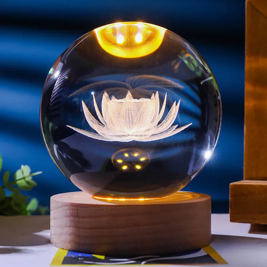 USB LED Galaxy Crystal Ball Lamp – 3D Planet & Moon Night Light for Kids & Home Decor
