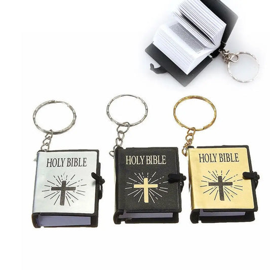 Mini English Holy Bible Keychain – Christian Cross Prayer Keyring Bag Charm