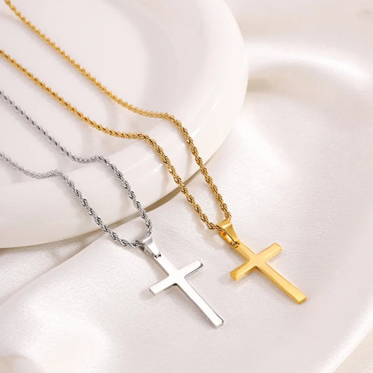 Stainless Steel Cross Pendant Necklace for Men & Boys