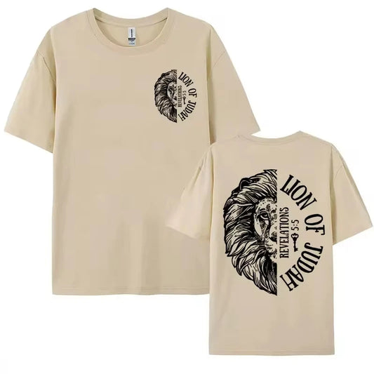 Lion of Judah "Jesus Loves You" T-Shirt – Aesthetic Christian Oversized Tee for Men & Women