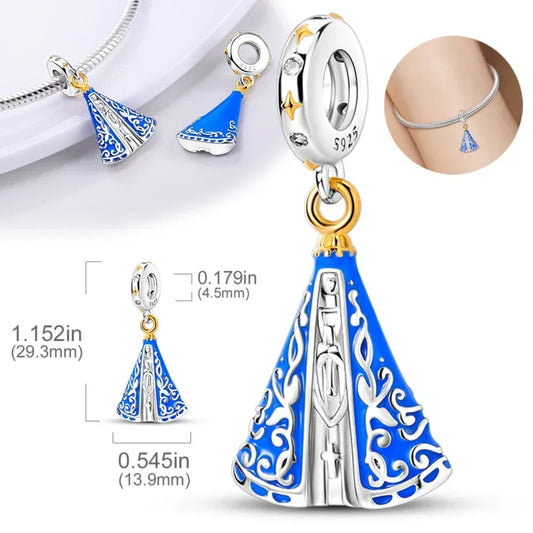 Real 925 Sterling Silver Virgin Mary Charm – Our Lady Dangle Bead for Bracelets