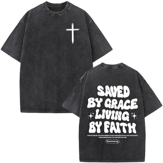 Vintage Washed Bible Verse T-Shirt – Unisex Christian Oversized Tee