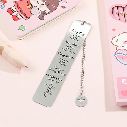 Jesus Cross Stainless Steel Hanger Bookmark – Christian Gift for Readers