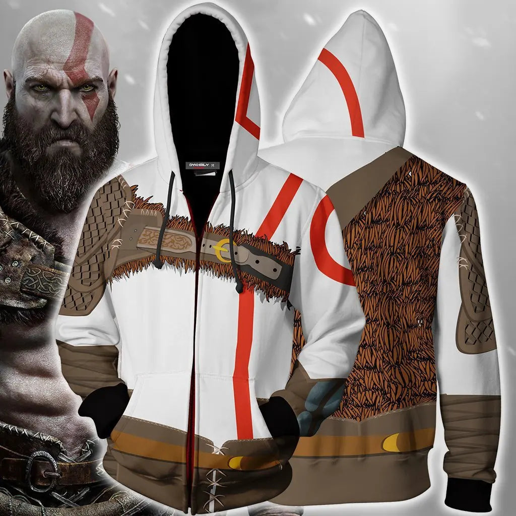 God of War "Ghost of Sparta" Hoodie – 3D Print Kratos Zip-Up Sweatshirt for Men - Image 2