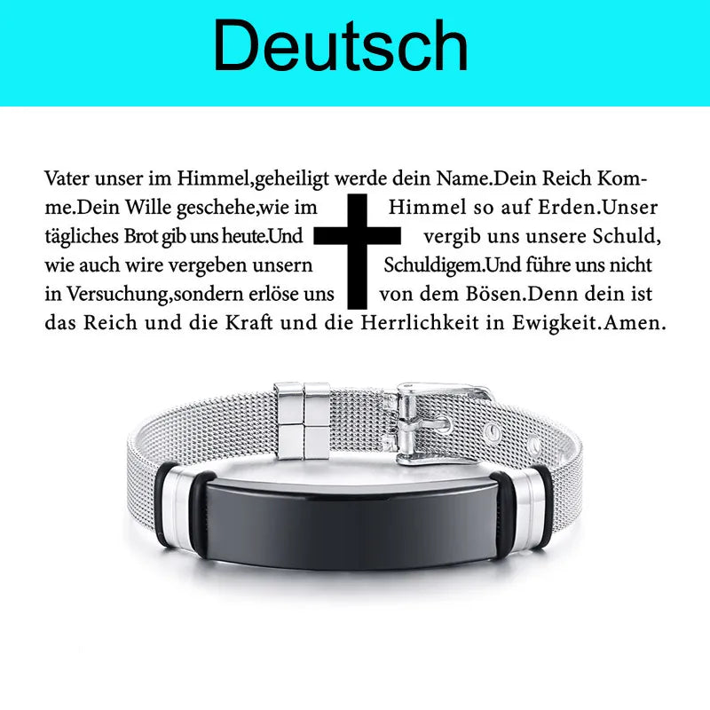 Multilingual Bible Prayer Stainless Steel Bracelet – Christian Jewelry for Men - Image 11