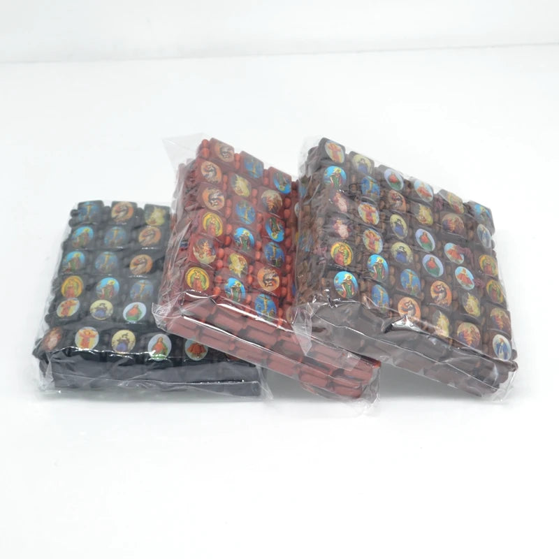 36x Wooden Rosary Beads Bracelets – Catholic Christian Orthodox Religious Jewelry