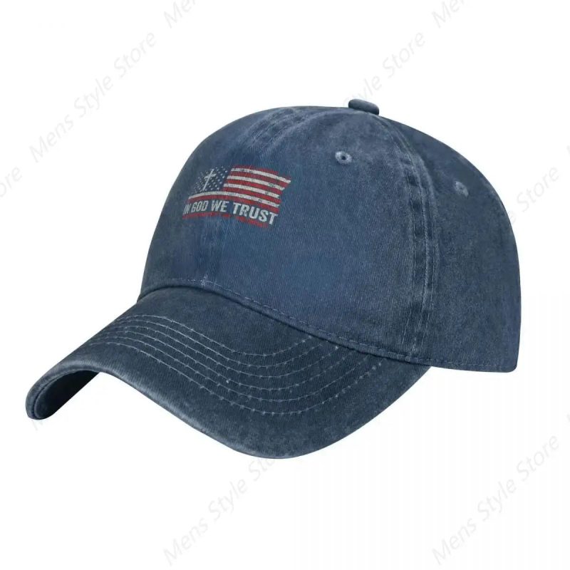In God We Trust – Vintage USA Flag Cross T-Shirt & Patriotic Hat for Men & Women - Image 12