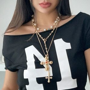 Ingemark Luxury Rhinestone & Imitation Pearl Beads Necklace