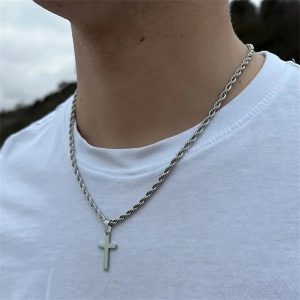 LATS Vintage Stainless Steel Chain Alloy Cross Pendant Necklace – High Quality Wholesale Jewelry