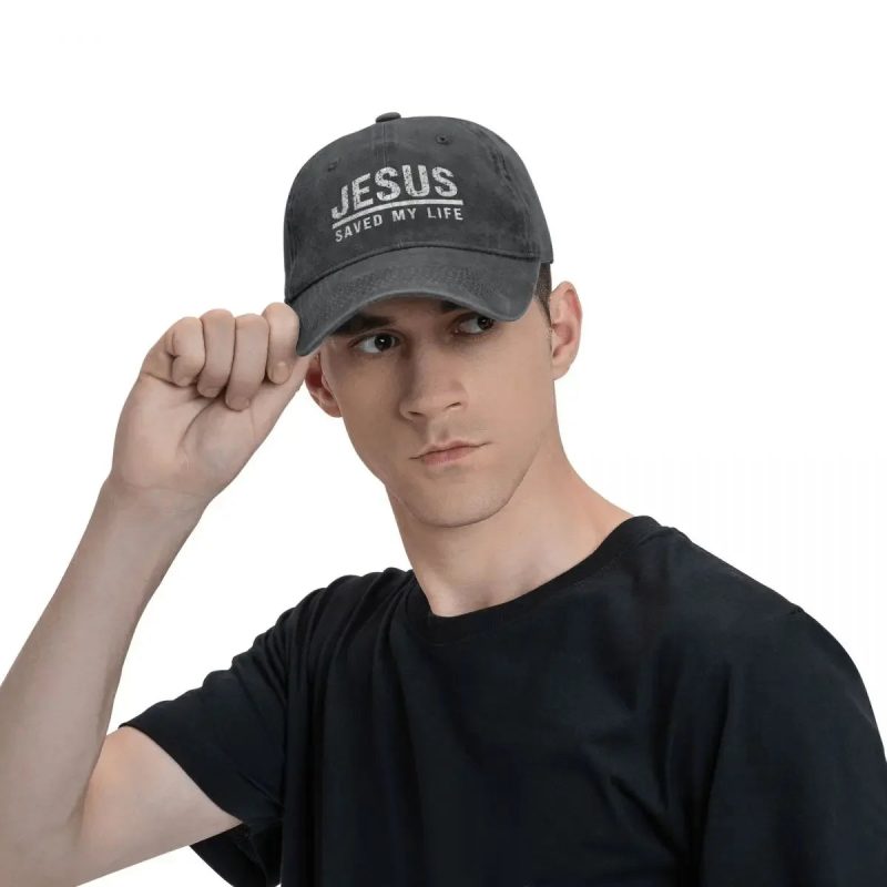 2023 Washed Cotton "Jesus Saved My Life" Cap – Christian Ponytail Baseball Hat - Image 5