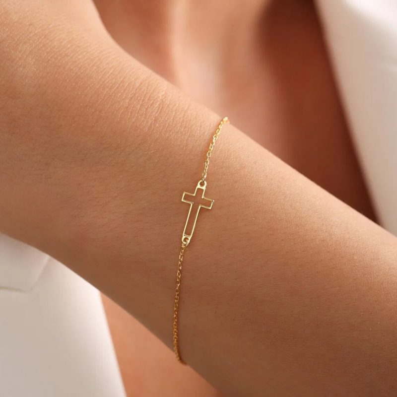 Fashion Cross Chain Bracelet for Women – Stainless Steel Dainty Christian Jewelry Gift - Image 5