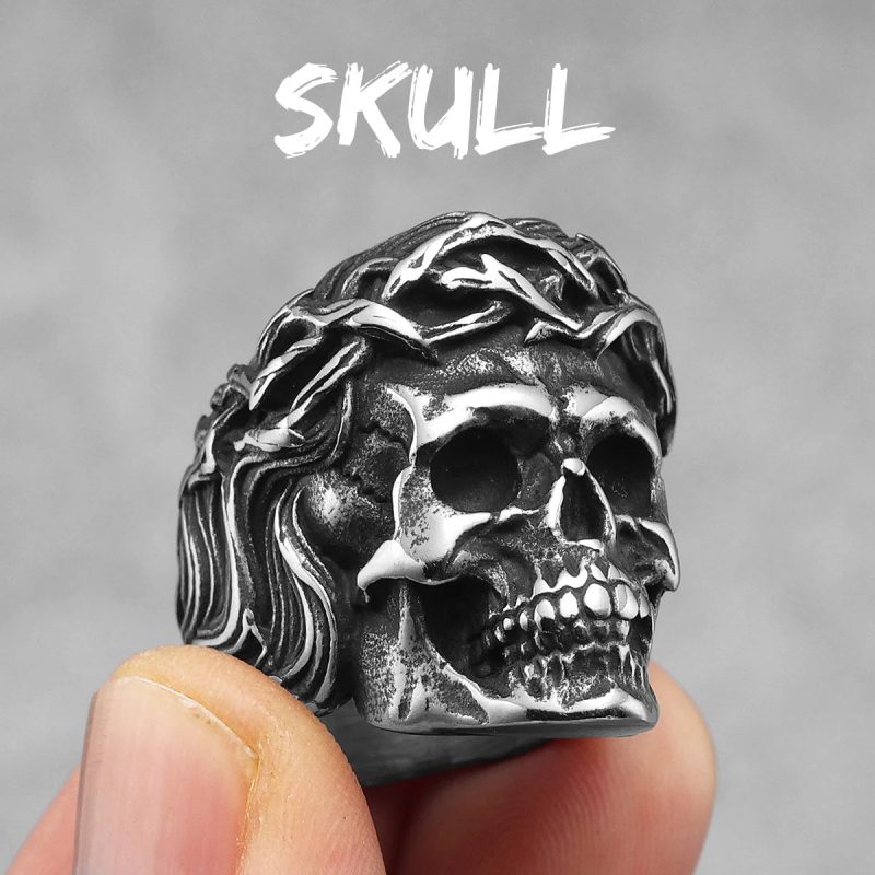 316L Stainless Steel Jesus Face Ring – Christian Men's Punk Rock Jewelry - Image 12