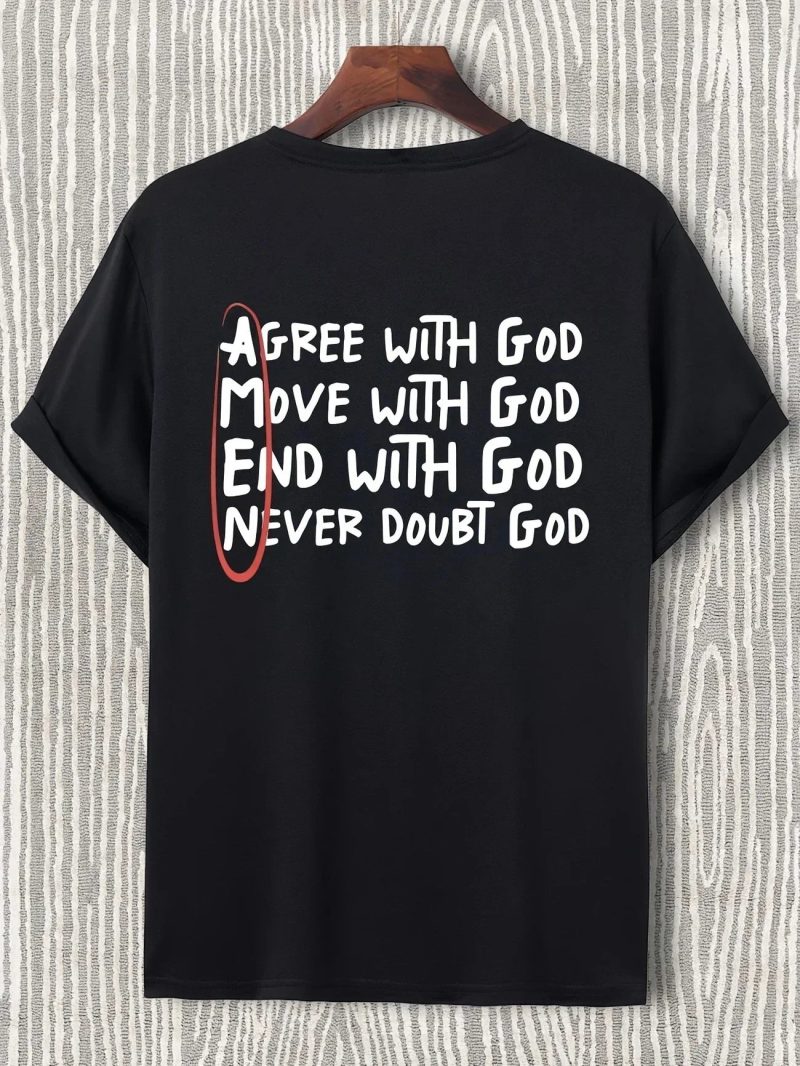 Christian "God" Print T-Shirt – 100% Cotton Casual Faith Tee for Men - Image 4