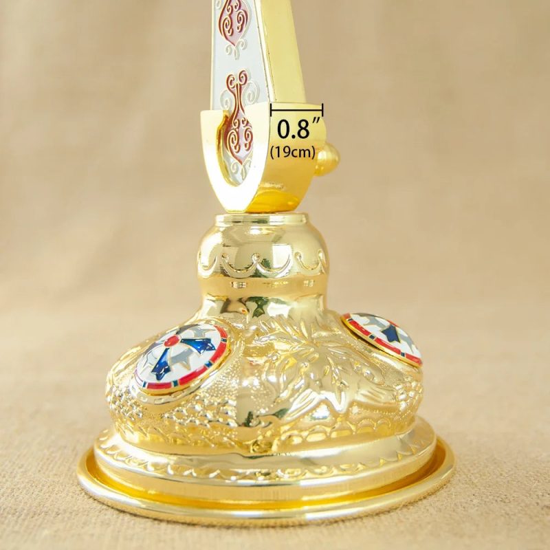 Gold-Plated Metal Cross Stand – Orthodox & Catholic Religious Craft for Church or Home - Image 2