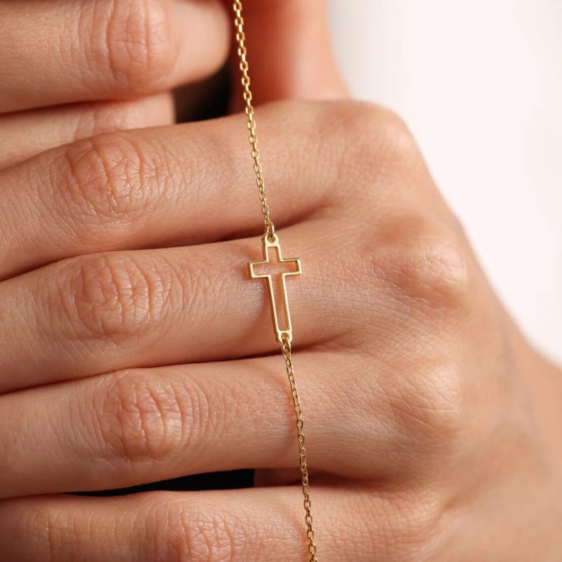 Fashion Cross Chain Bracelet for Women – Stainless Steel Dainty Christian Jewelry Gift - Image 3