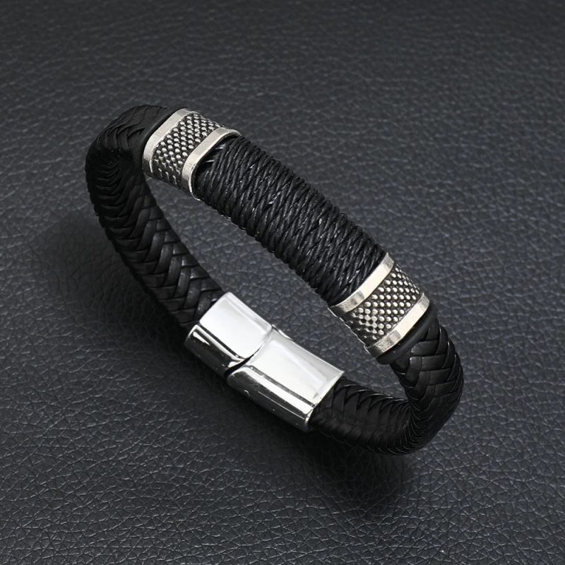 Men’s Musical Symbol Leather Bracelet – Vintage Multi-Layer Wristwear - Image 17
