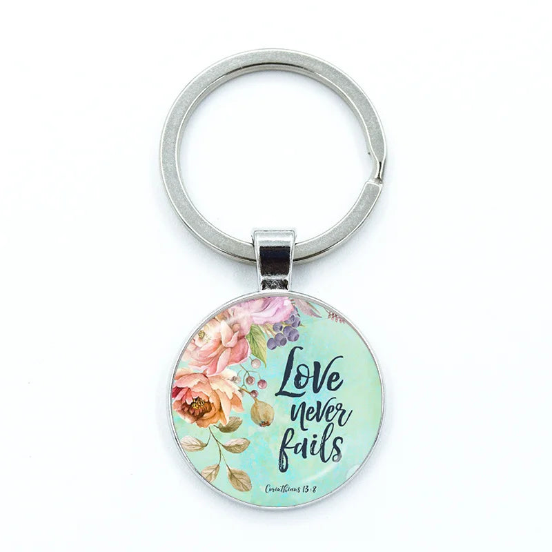 Give Thanks With A Grateful Heart Keychain – Bible Verse Glass Cabochon Charm Gift - Image 18