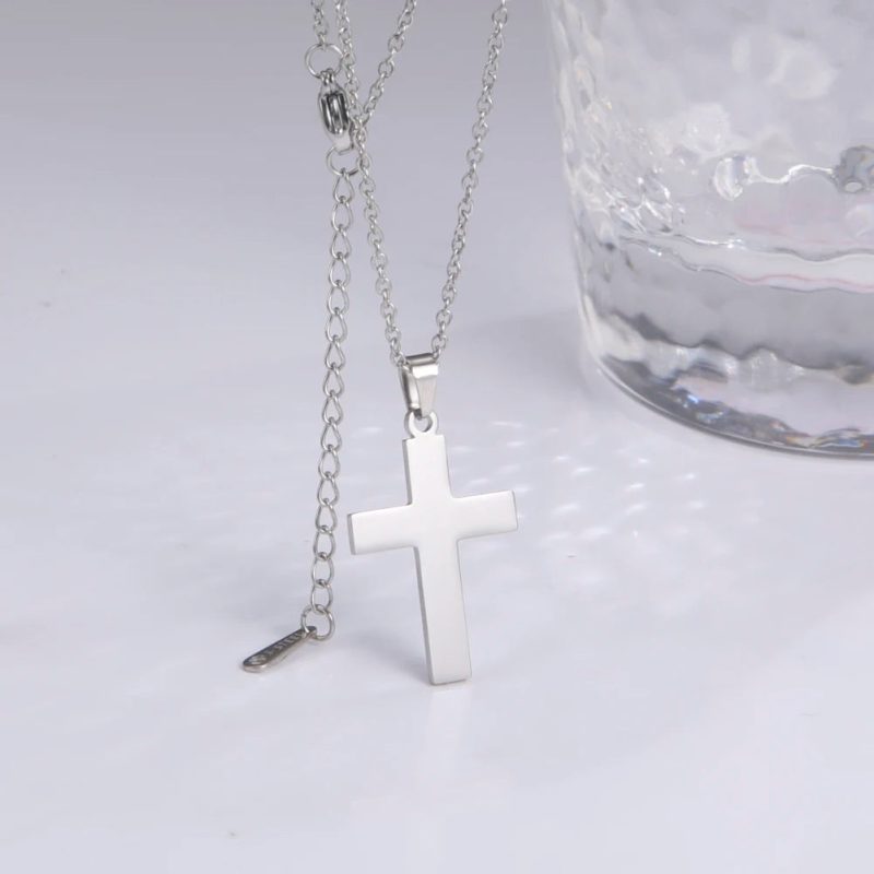 Amaxer Cross Pendant Choker Necklace – Gold Stainless Steel Religious Jewelry Gift - Image 5