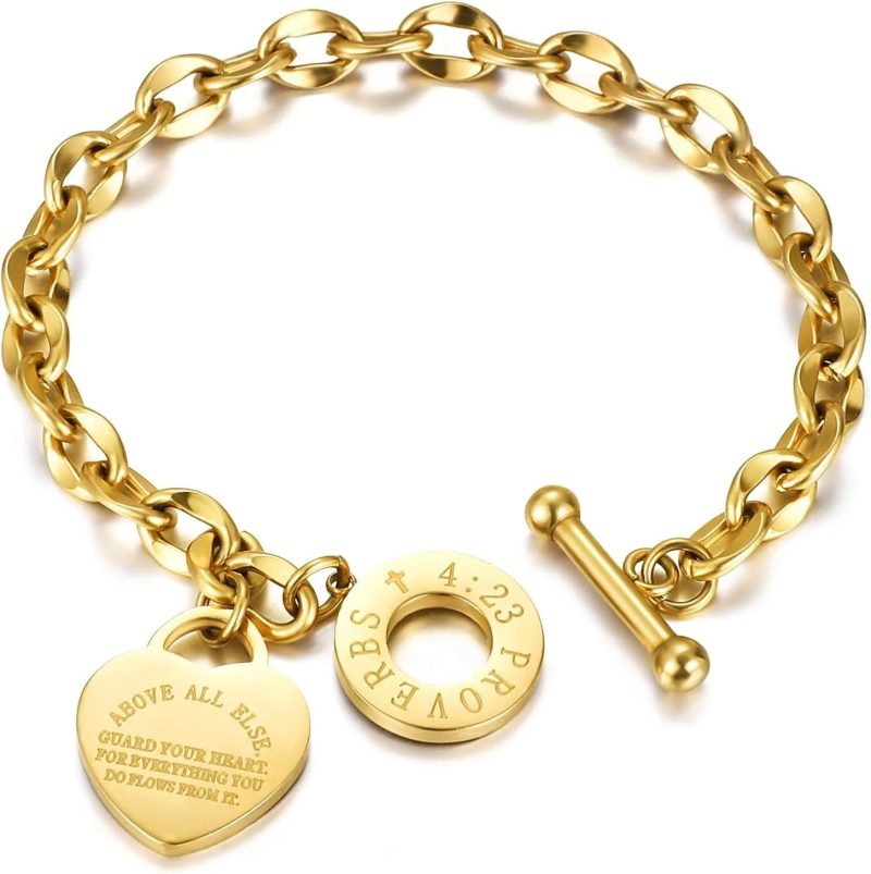 Love Heart Bible Verse Bracelet – Silver/Gold OT Clasp Chain Jewelry Gift for Women - Image 6