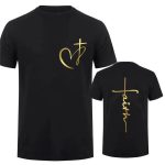 Heart Cross Print Christian T-Shirt – Men’s Oversized Faith Tee for Summer